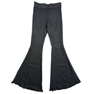 Mumu Blue Flare Bell Bottom Pants Size 28 Charcoal Shimmer Frayed Hem Disco